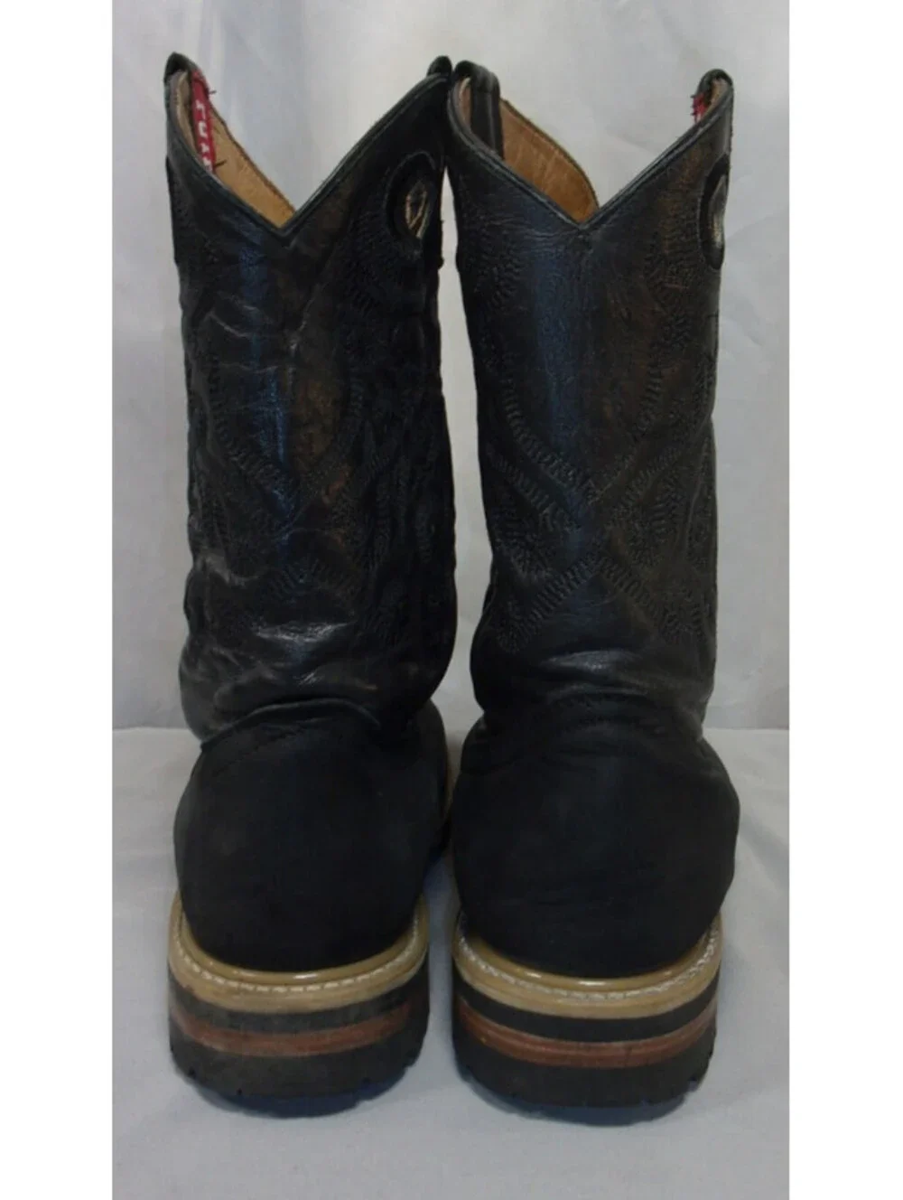 DESIGNER POTRERO WESTERN SQUARE TOE HEAVY SOLE MIDCALF COWBOY BROWN BOOTS SIZE 6